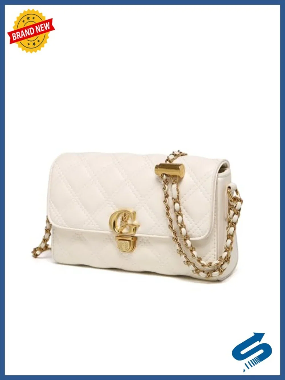 Small Quilted Crossbody Bag with Gold Chain Strap, Mini Top Handle Wallet